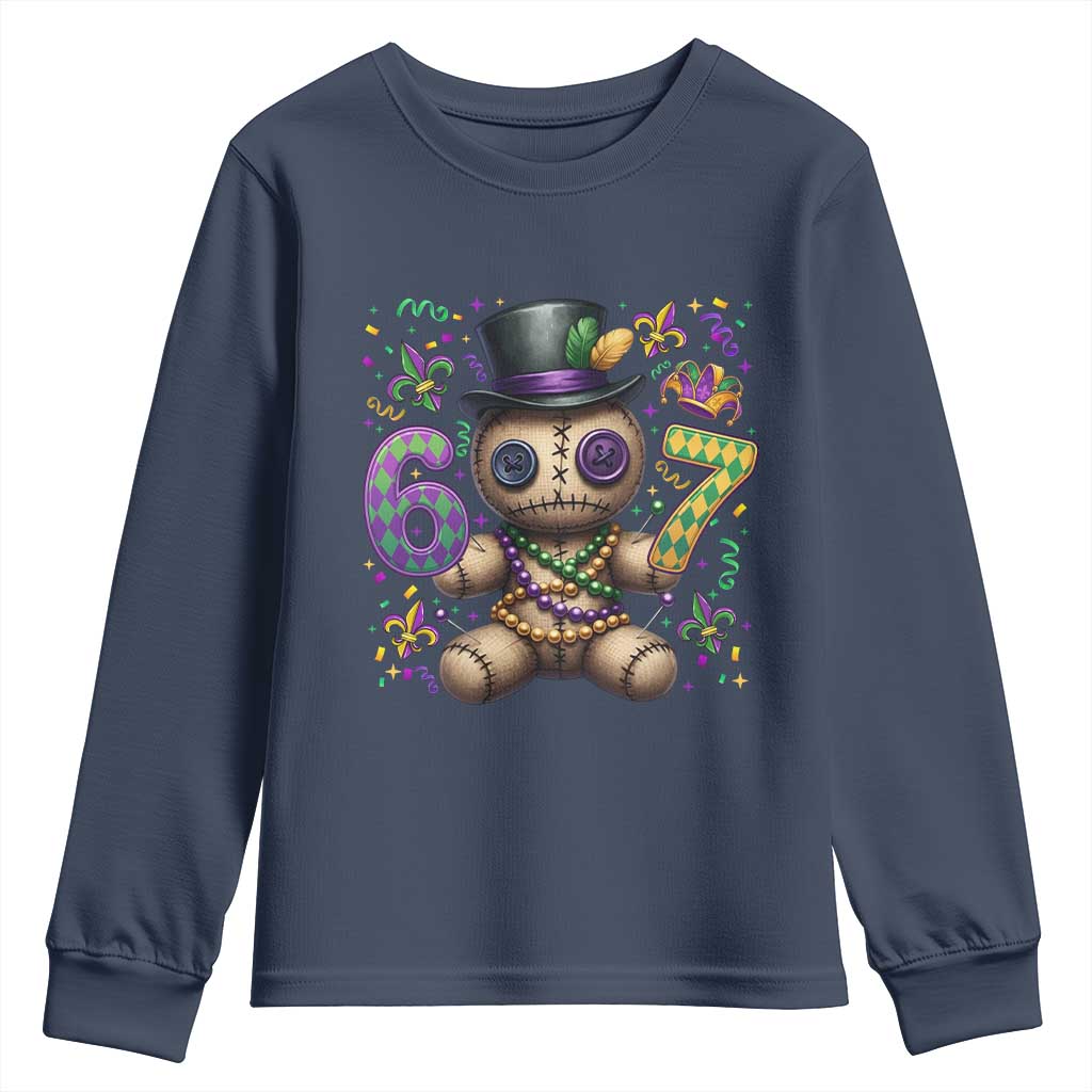 Funny Mardi Gras 67 Voodoo Doll Youth Sweatshirt Fat Tuesday Six Seven Meme TS11 Navy Print Your Wear