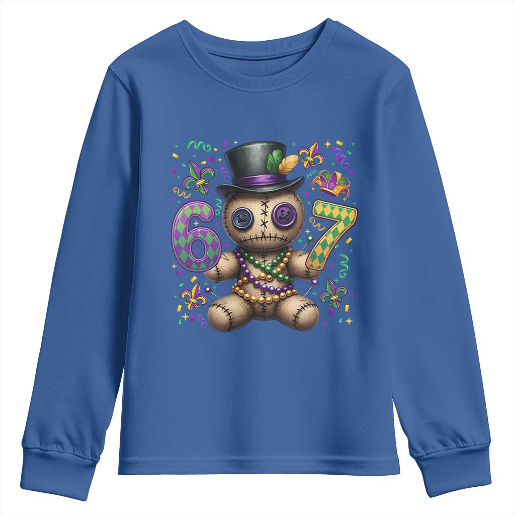 Funny Mardi Gras 67 Voodoo Doll Youth Sweatshirt Fat Tuesday Six Seven Meme TS11 Royal Blue Print Your Wear
