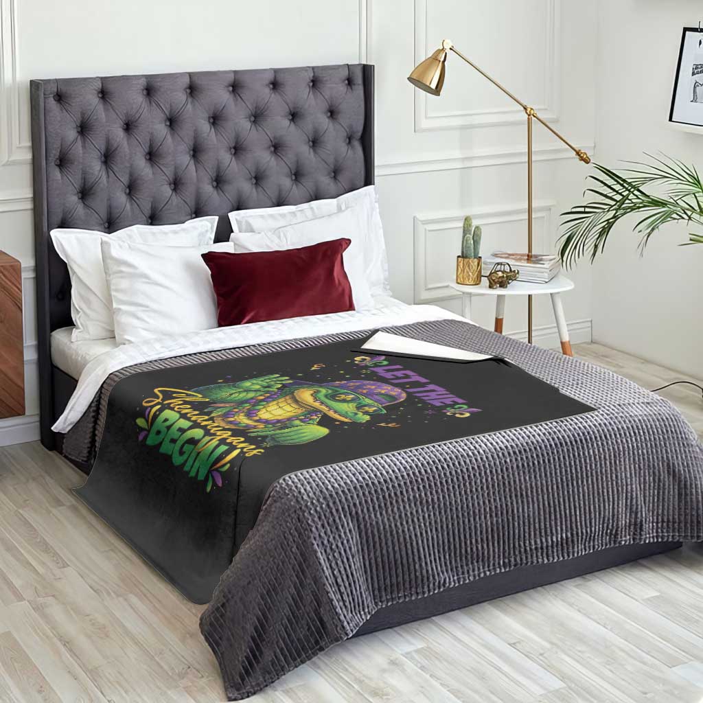 Let The Shenanigans Begin Mardi Gras 67 Meme Throw Blanket Funny Alligator Mardigator Six Seven TS11 Print Your Wear