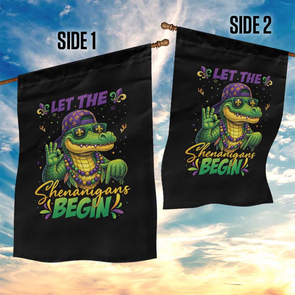 Let The Shenanigans Begin Mardi Gras 67 Meme Garden Flag Funny Alligator Mardigator Six Seven TS11 Print Your Wear