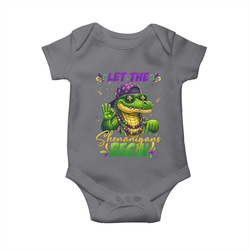 Let The Shenanigans Begin Mardi Gras 67 Meme Baby Onesie Funny Alligator Mardigator Six Seven TS11 Charcoal Print Your Wear