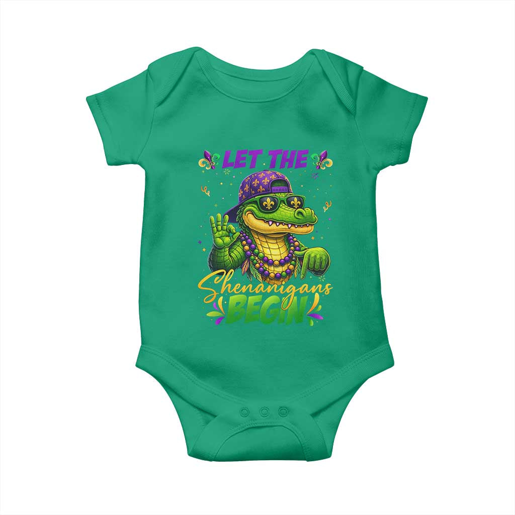 Let The Shenanigans Begin Mardi Gras 67 Meme Baby Onesie Funny Alligator Mardigator Six Seven TS11 Irish Green Print Your Wear