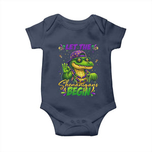 Let The Shenanigans Begin Mardi Gras 67 Meme Baby Onesie Funny Alligator Mardigator Six Seven TS11 Navy Print Your Wear