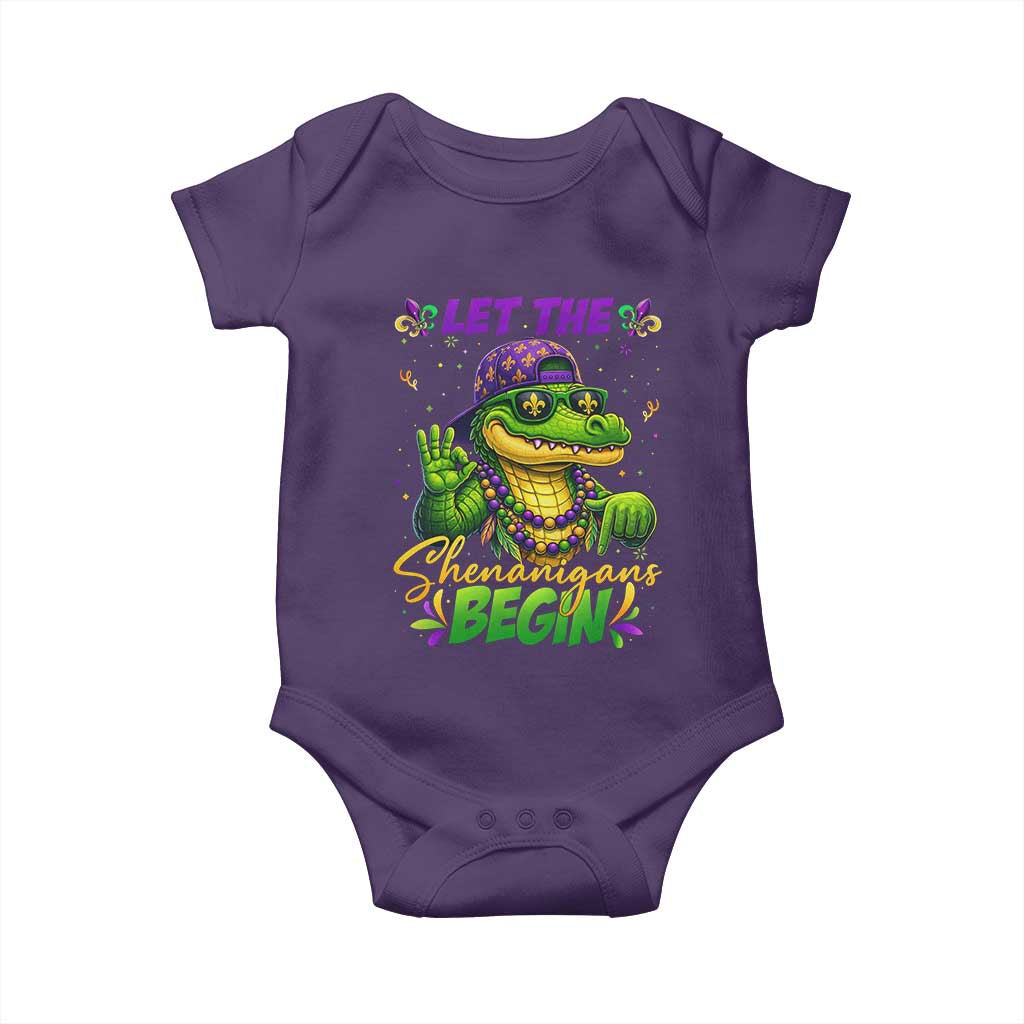 Let The Shenanigans Begin Mardi Gras 67 Meme Baby Onesie Funny Alligator Mardigator Six Seven TS11 Purple Print Your Wear