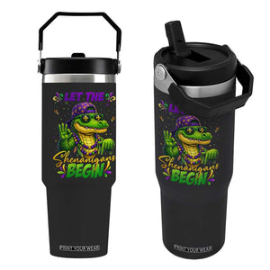 Let The Shenanigans Begin Mardi Gras 67 Meme Flip Straw Tumbler Funny Alligator Mardigator Six Seven TS11 One Size: 30 oz Black Print Your Wear