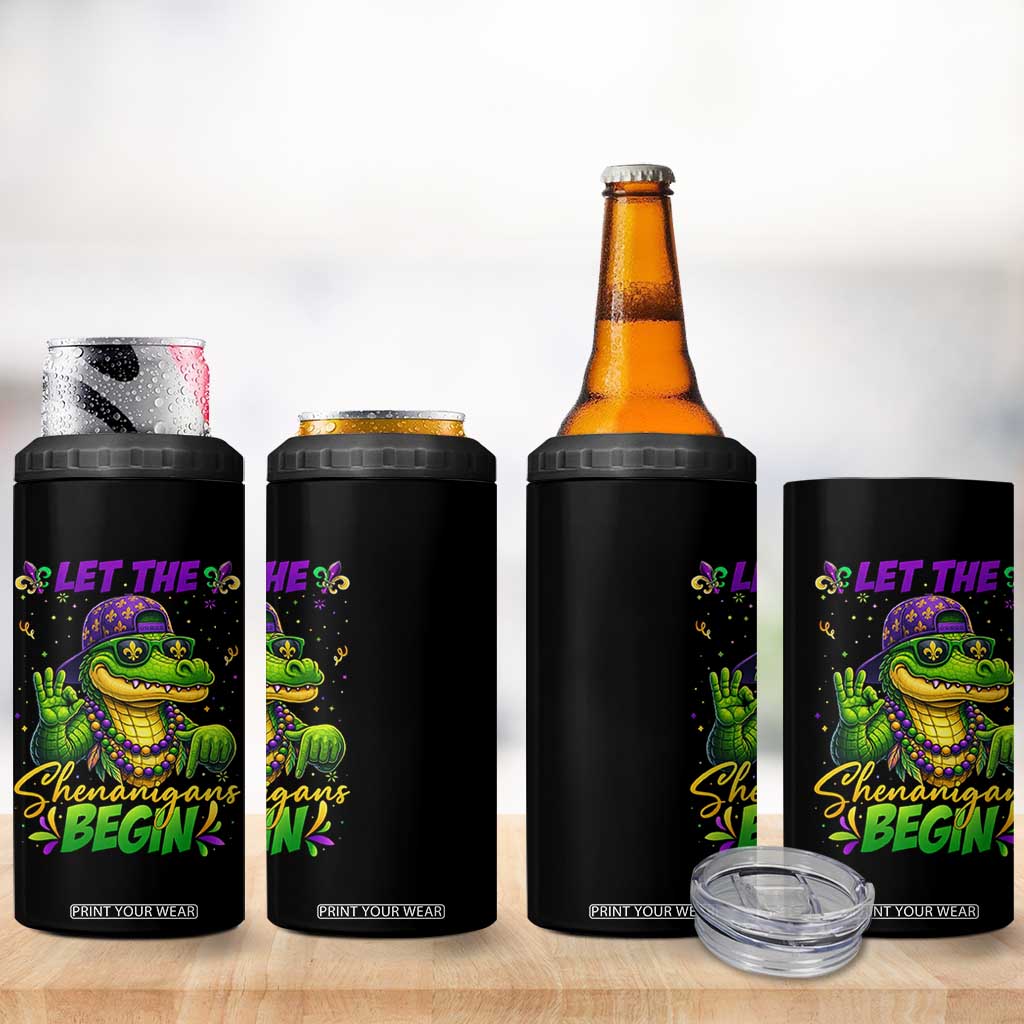 Let The Shenanigans Begin Mardi Gras 67 Meme 4 in 1 Can Cooler Tumbler Funny Alligator Mardigator Six Seven TS11 Print Your Wear