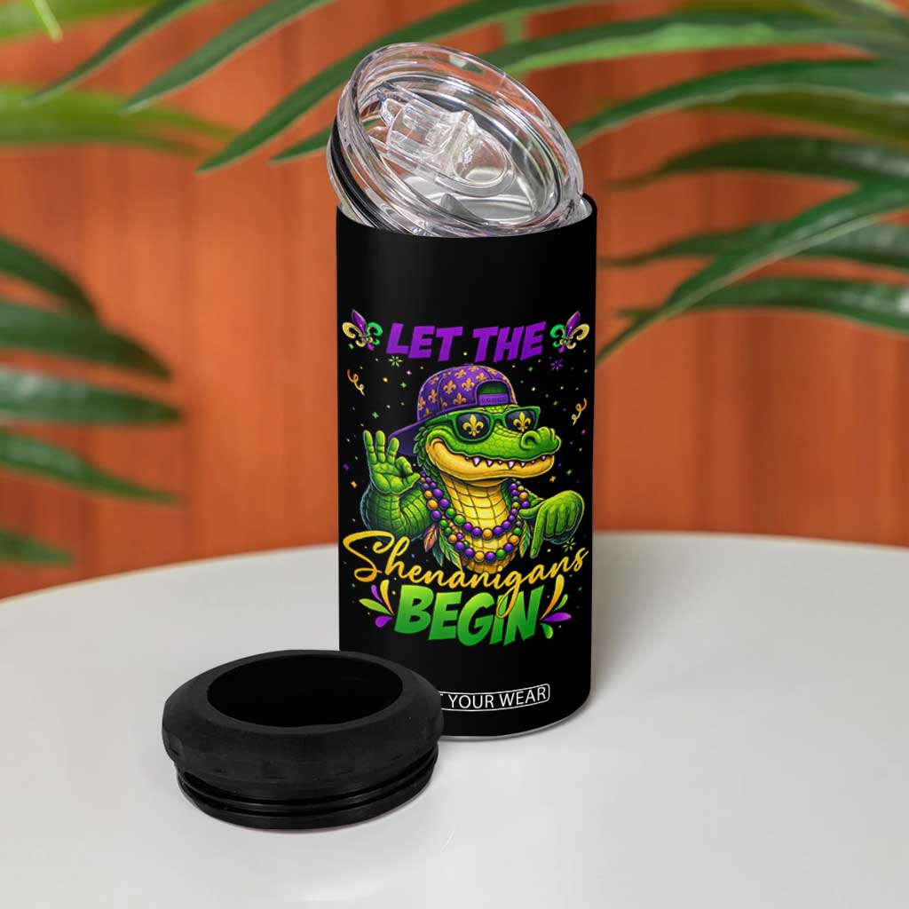 Let The Shenanigans Begin Mardi Gras 67 Meme 4 in 1 Can Cooler Tumbler Funny Alligator Mardigator Six Seven TS11 Print Your Wear