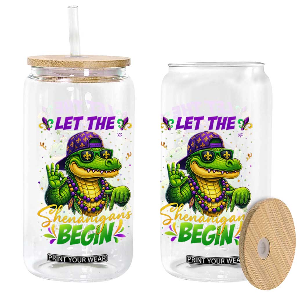 Let The Shenanigans Begin Mardi Gras 67 Meme Glass Can Funny Alligator Mardigator Six Seven TS11 Print Your Wear