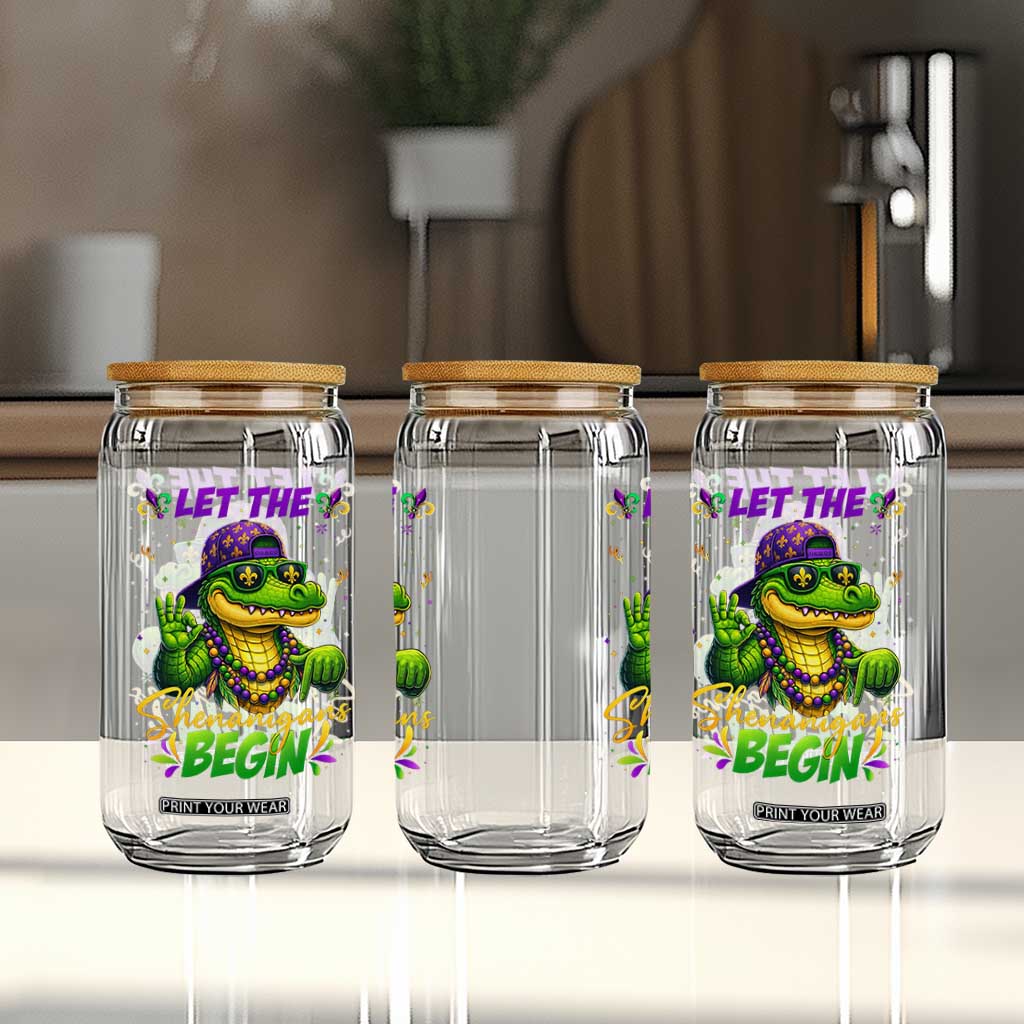 Let The Shenanigans Begin Mardi Gras 67 Meme Glass Can Funny Alligator Mardigator Six Seven TS11 Print Your Wear