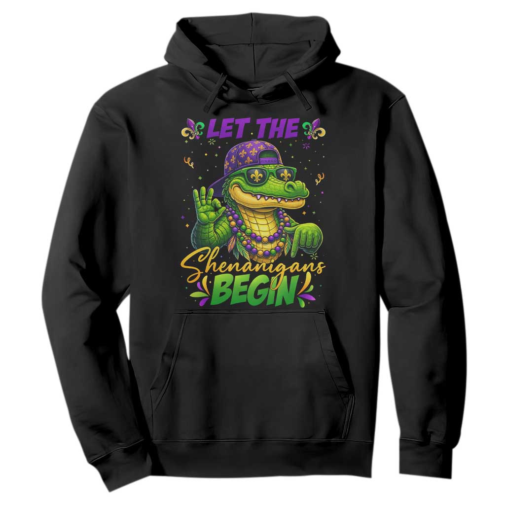 Let The Shenanigans Begin Mardi Gras 67 Meme Hoodie Funny Alligator Mardigator Six Seven TS11 Black Print Your Wear