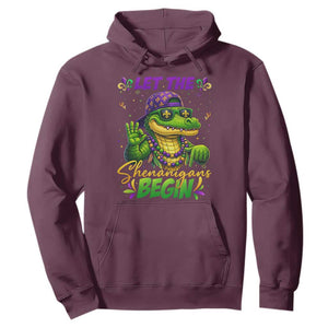 Let The Shenanigans Begin Mardi Gras 67 Meme Hoodie Funny Alligator Mardigator Six Seven TS11 Maroon Print Your Wear