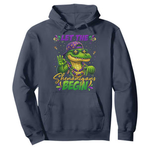 Let The Shenanigans Begin Mardi Gras 67 Meme Hoodie Funny Alligator Mardigator Six Seven TS11 Navy Print Your Wear