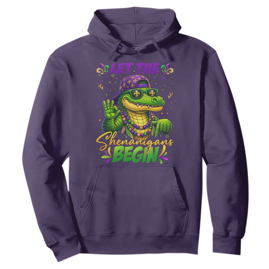 Let The Shenanigans Begin Mardi Gras 67 Meme Hoodie Funny Alligator Mardigator Six Seven TS11 Purple Print Your Wear