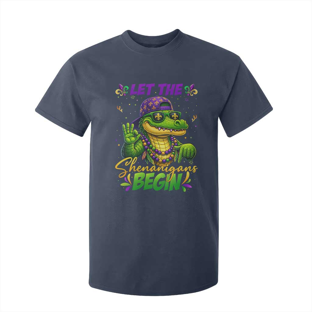 Let The Shenanigans Begin Mardi Gras 67 Meme T Shirt For Kid Funny Alligator Mardigator Six Seven TS11 Navy Print Your Wear
