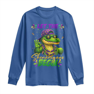 Let The Shenanigans Begin Mardi Gras 67 Meme Long Sleeve Shirt Funny Alligator Mardigator Six Seven TS11 Royal Blue Print Your Wear