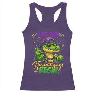 Let The Shenanigans Begin Mardi Gras 67 Meme Racerback Tank Top Funny Alligator Mardigator Six Seven TS11 Purple Print Your Wear