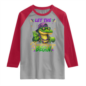 Let The Shenanigans Begin Mardi Gras 67 Meme Raglan Shirt Funny Alligator Mardigator Six Seven TS11 Sport Gray Red Print Your Wear