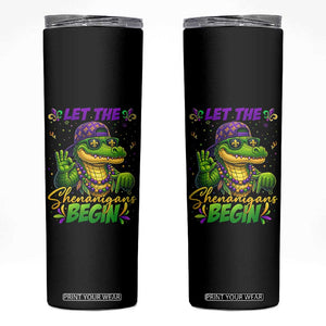 Let The Shenanigans Begin Mardi Gras 67 Meme Skinny Tumbler Funny Alligator Mardigator Six Seven TS11 Black Print Your Wear