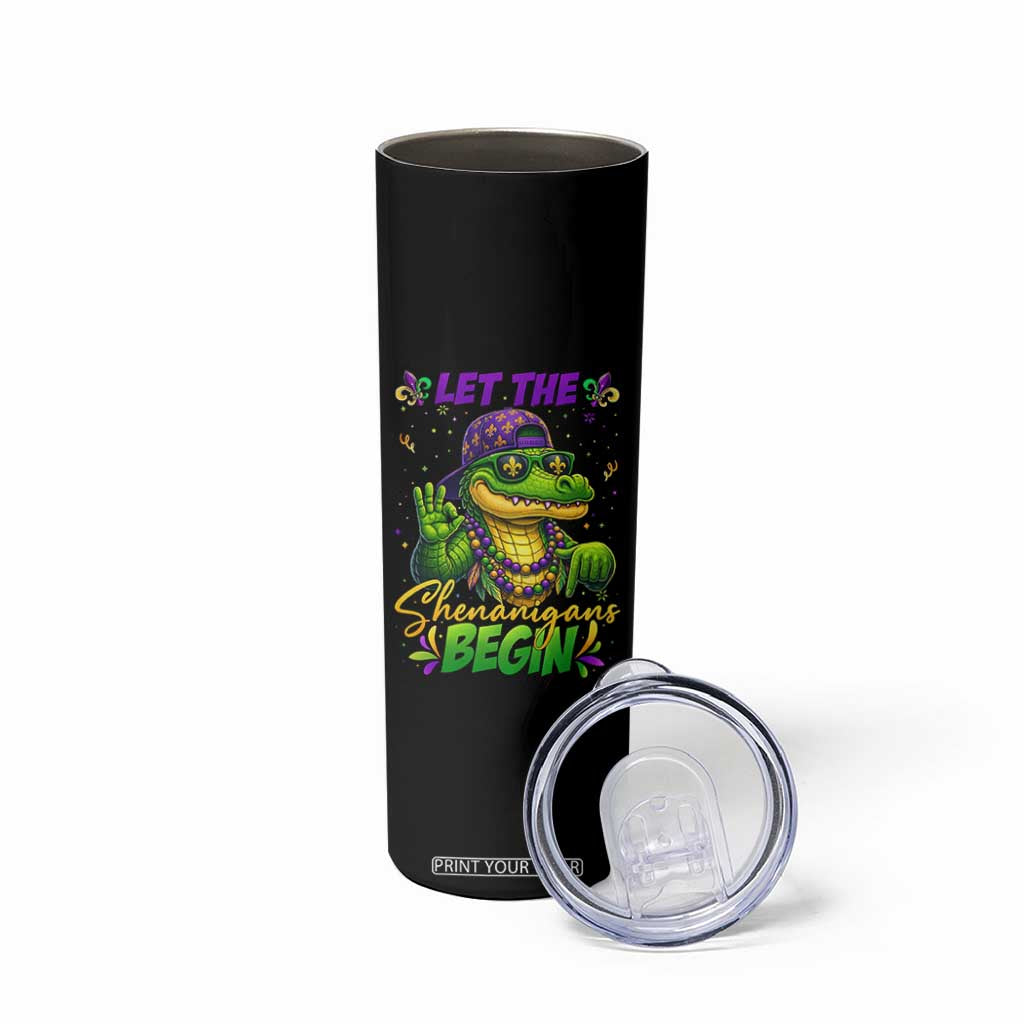 Let The Shenanigans Begin Mardi Gras 67 Meme Skinny Tumbler Funny Alligator Mardigator Six Seven TS11 Print Your Wear