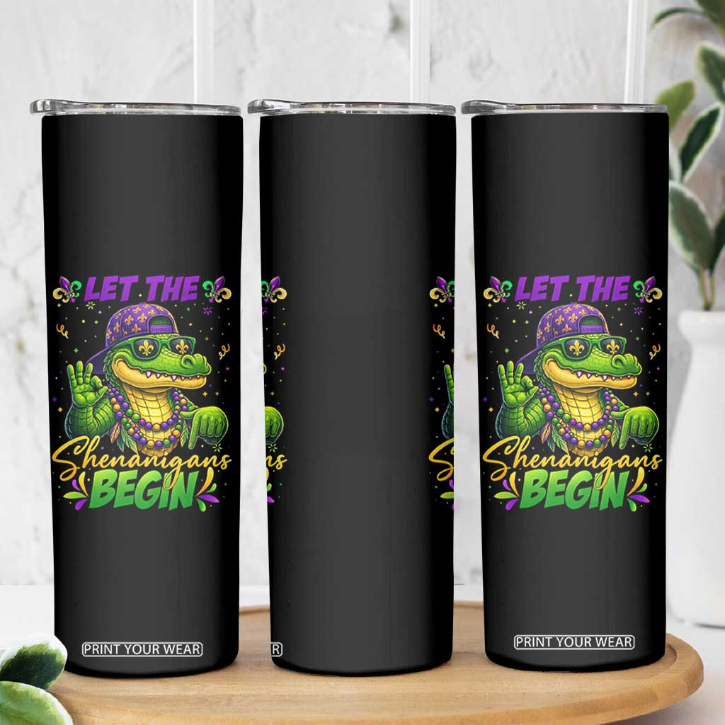 Let The Shenanigans Begin Mardi Gras 67 Meme Skinny Tumbler Funny Alligator Mardigator Six Seven TS11 Print Your Wear