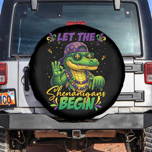 Let The Shenanigans Begin Mardi Gras 67 Meme Spare Tire Cover Funny Alligator Mardigator Six Seven TS11 No hole Black Print Your Wear