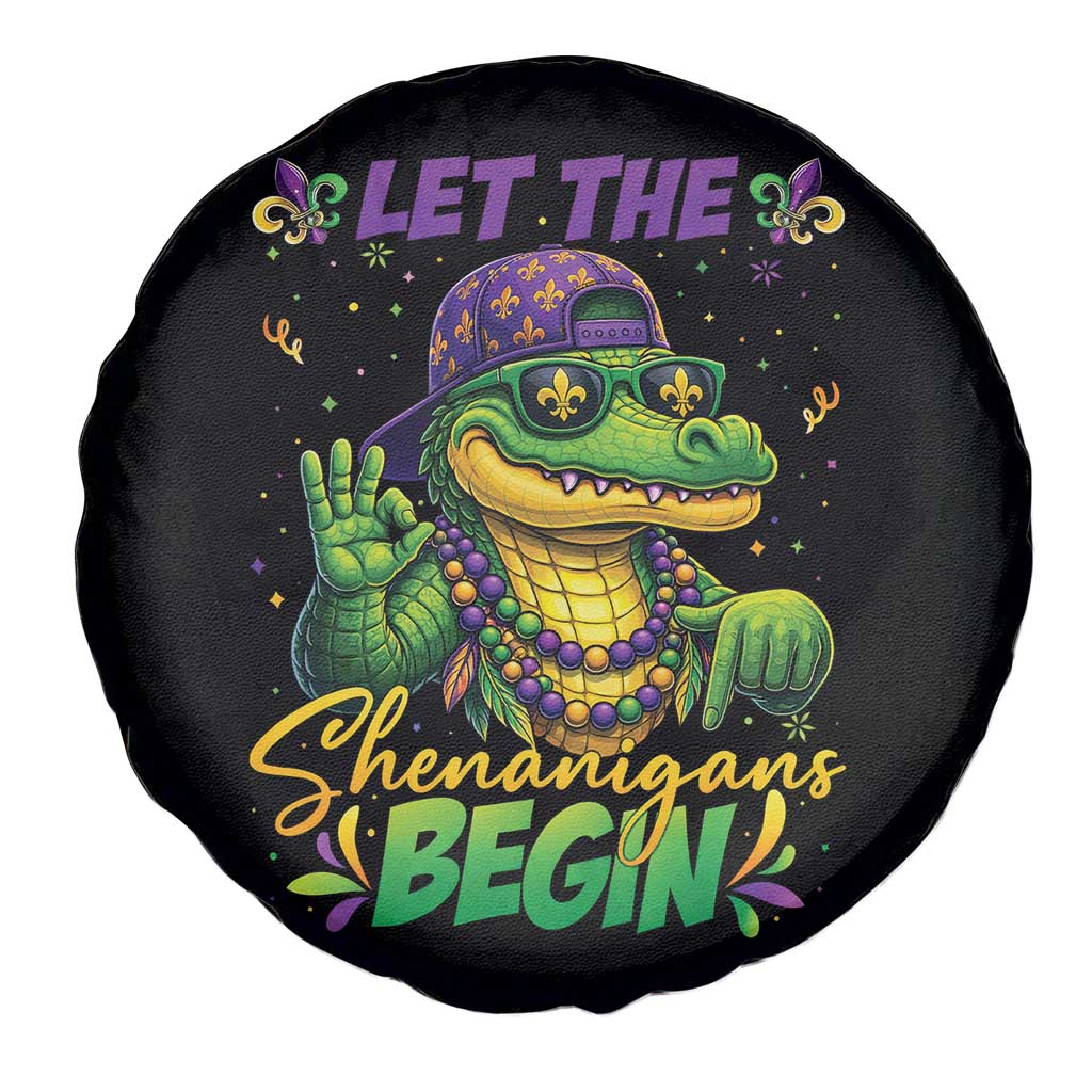 Let The Shenanigans Begin Mardi Gras 67 Meme Spare Tire Cover Funny Alligator Mardigator Six Seven TS11 Print Your Wear