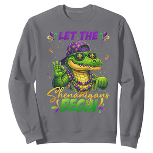 Let The Shenanigans Begin Mardi Gras 67 Meme Sweatshirt Funny Alligator Mardigator Six Seven TS11 Charcoal Print Your Wear