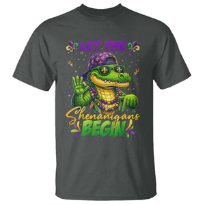 Let The Shenanigans Begin Mardi Gras 67 Meme T Shirt Funny Alligator Mardigator Six Seven TS11 Dark Heather Print Your Wear