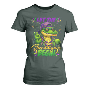 Let The Shenanigans Begin Mardi Gras 67 Meme T Shirt For Women Funny Alligator Mardigator Six Seven TS11 Dark Forest Green Print Your Wear