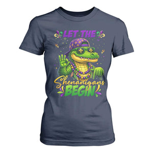 Let The Shenanigans Begin Mardi Gras 67 Meme T Shirt For Women Funny Alligator Mardigator Six Seven TS11 Navy Print Your Wear