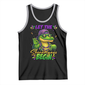 Let The Shenanigans Begin Mardi Gras 67 Meme Tank Top Funny Alligator Mardigator Six Seven TS11 Black Athletic Heather Print Your Wear