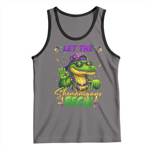 Let The Shenanigans Begin Mardi Gras 67 Meme Tank Top Funny Alligator Mardigator Six Seven TS11 Deep Heather Black Print Your Wear