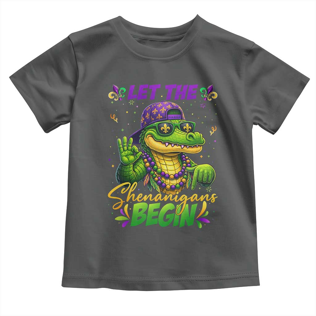 Let The Shenanigans Begin Mardi Gras 67 Meme Toddler T Shirt Funny Alligator Mardigator Six Seven TS11 Dark Heather Print Your Wear