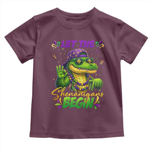 Let The Shenanigans Begin Mardi Gras 67 Meme Toddler T Shirt Funny Alligator Mardigator Six Seven TS11 Maroon Print Your Wear