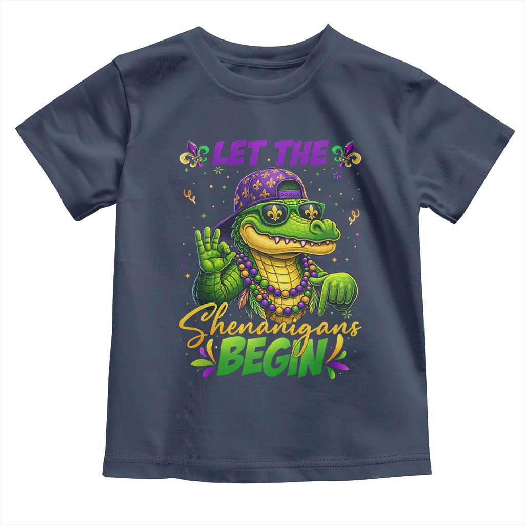 Let The Shenanigans Begin Mardi Gras 67 Meme Toddler T Shirt Funny Alligator Mardigator Six Seven TS11 Navy Print Your Wear