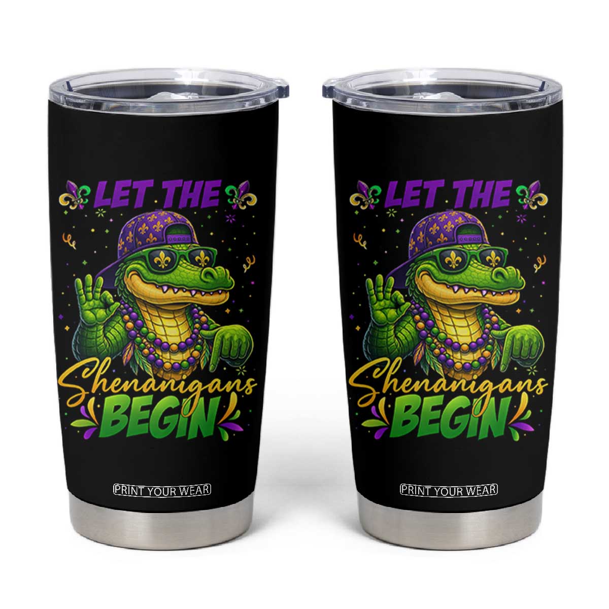 Let The Shenanigans Begin Mardi Gras 67 Meme Tumbler Cup Funny Alligator Mardigator Six Seven TS11 Black Print Your Wear