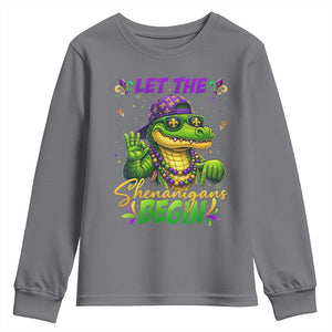 Let The Shenanigans Begin Mardi Gras 67 Meme Youth Sweatshirt Funny Alligator Mardigator Six Seven TS11 Charcoal Print Your Wear