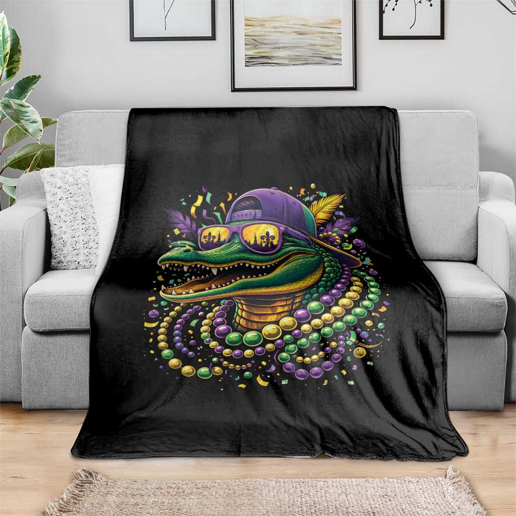 Mardigator Mardi Gras Alligator Carnival Beads Throw Blanket TS11 Print Your Wear