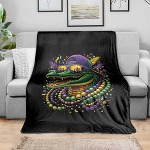 Mardigator Mardi Gras Alligator Carnival Beads Throw Blanket TS11 Print Your Wear