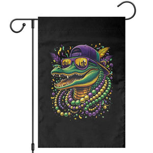 Mardigator Mardi Gras Alligator Carnival Beads Garden Flag TS11 Black Print Your Wear