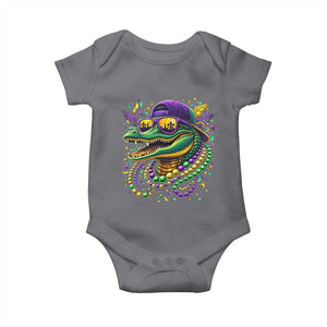 Mardigator Mardi Gras Alligator Carnival Beads Baby Onesie TS11 Charcoal Print Your Wear