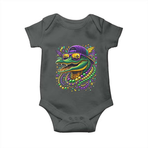 Mardigator Mardi Gras Alligator Carnival Beads Baby Onesie TS11 Dark Heather Print Your Wear