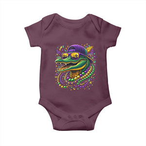 Mardigator Mardi Gras Alligator Carnival Beads Baby Onesie TS11 Maroon Print Your Wear