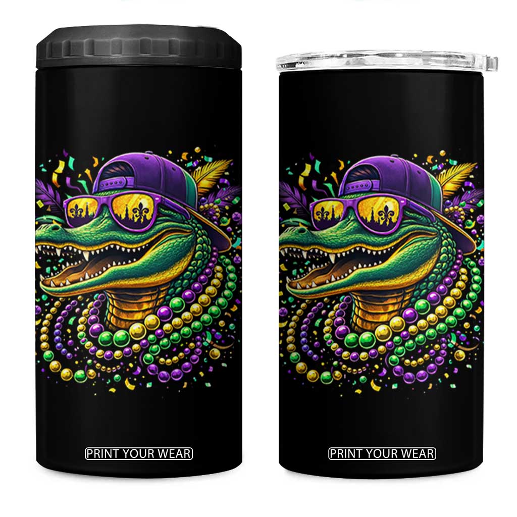 Mardigator Mardi Gras Alligator Carnival Beads 4 in 1 Can Cooler Tumbler TS11 One Size: 16 oz Black Print Your Wear