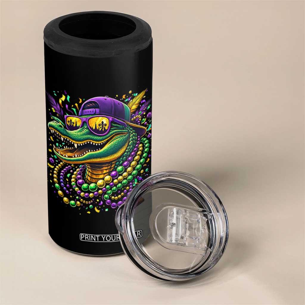 Mardigator Mardi Gras Alligator Carnival Beads 4 in 1 Can Cooler Tumbler TS11 Print Your Wear