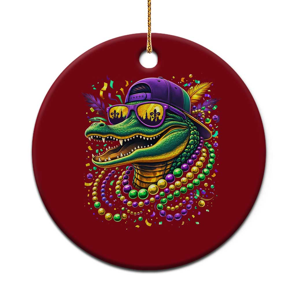 Mardigator Mardi Gras Alligator Carnival Beads Ceramic Ornament TS11 1pc Red Print Your Wear
