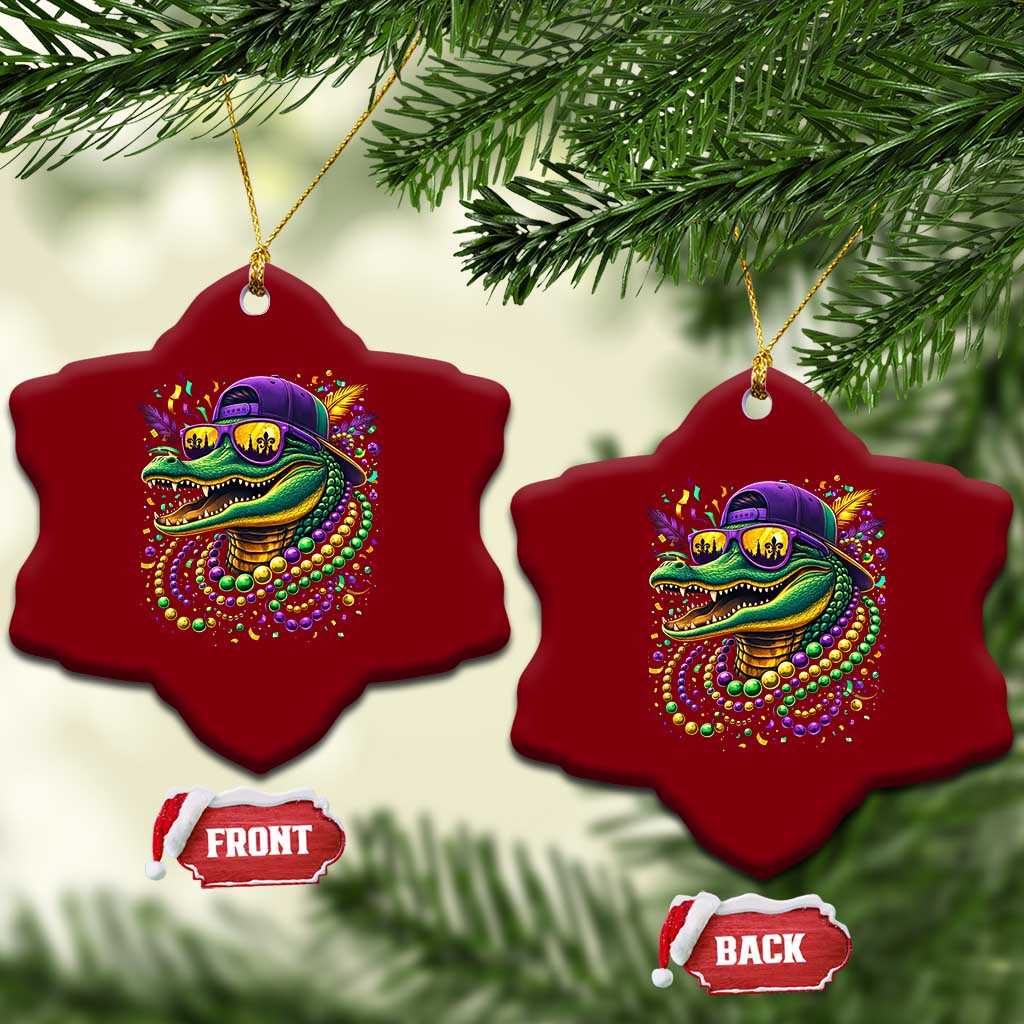Mardigator Mardi Gras Alligator Carnival Beads Ceramic Ornament TS11 Print Your Wear