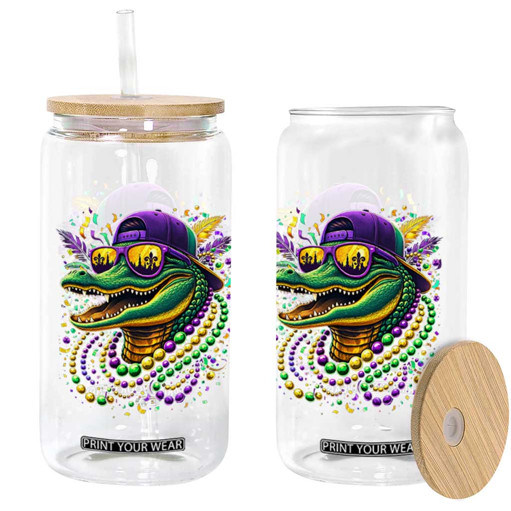 Mardigator Mardi Gras Alligator Carnival Beads Glass Can TS11 Print Your Wear