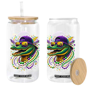 Mardigator Mardi Gras Alligator Carnival Beads Glass Can TS11 Print Your Wear