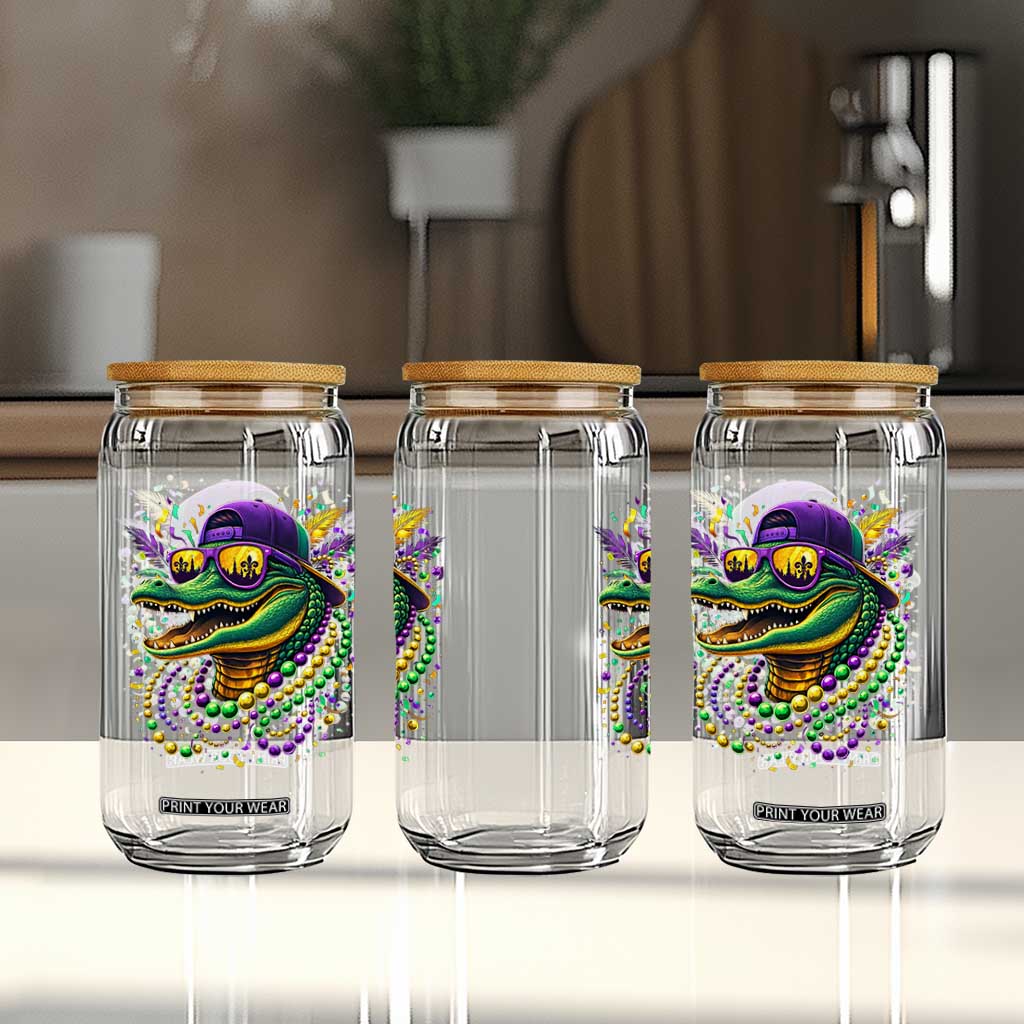 Mardigator Mardi Gras Alligator Carnival Beads Glass Can TS11 Print Your Wear